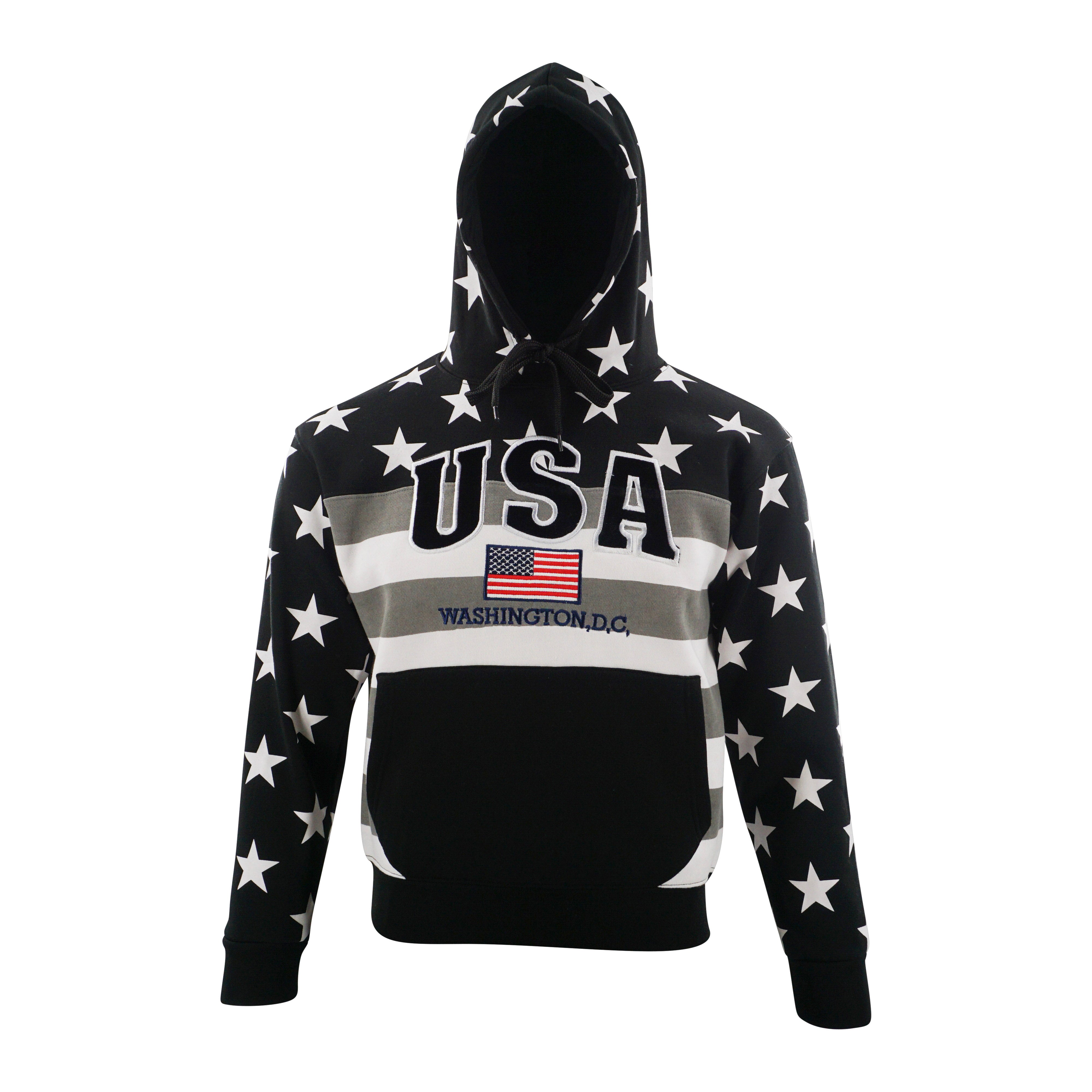 Washington DC Hoodie USA American Flag/ Black&White