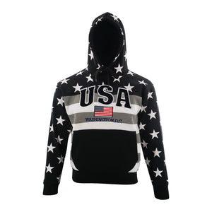 Washington DC Hoodie USA American Flag Black & White