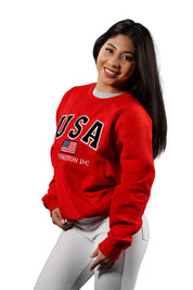 Washington DC Crewneck USA Flag