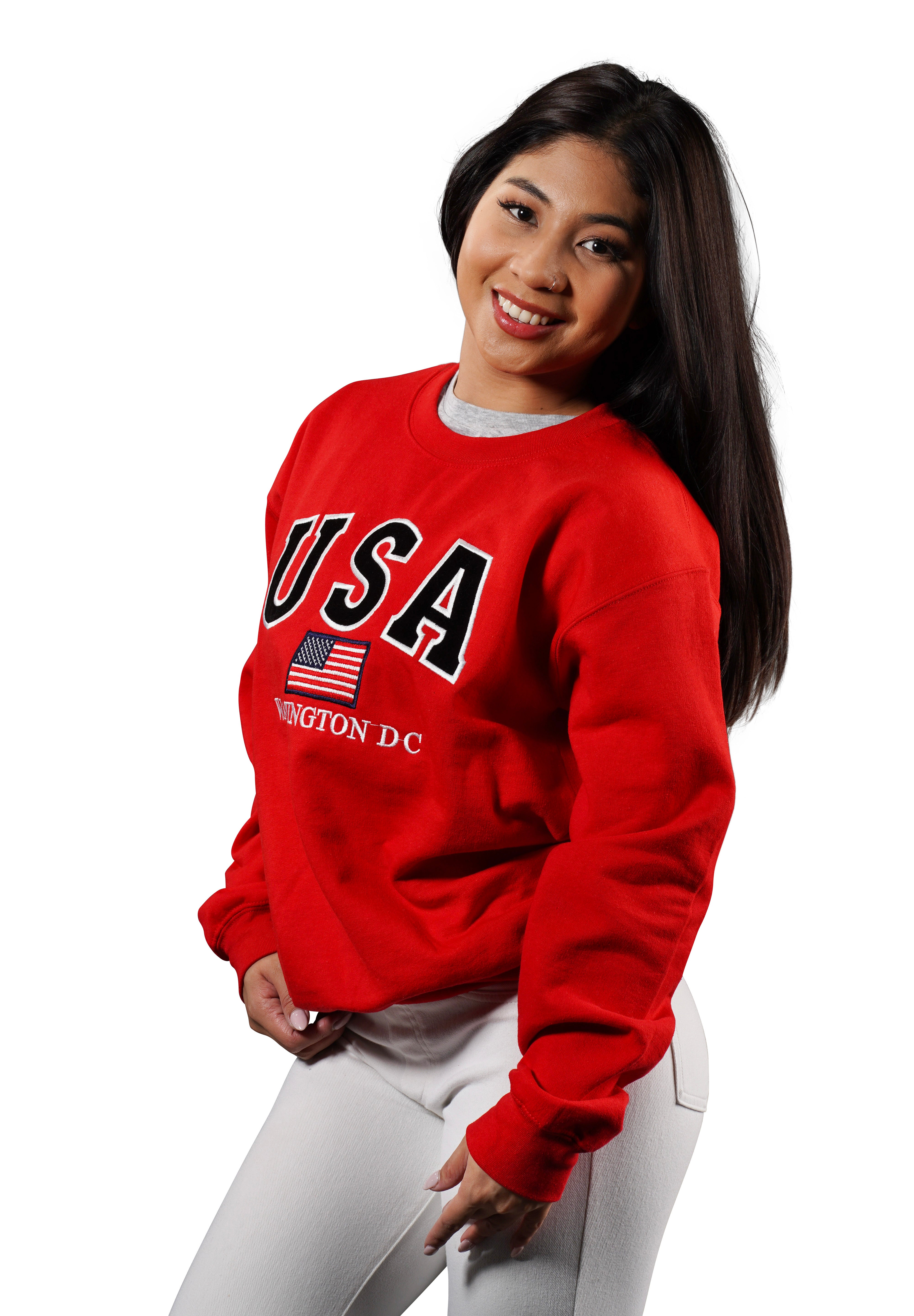Washington DC Crewneck USA Flag