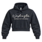A dark charcoal gray cropped hoodie with 'Washington' and 'DISTRICT OF COLUMBIA' printed in white on the front, displayed on a clean white background.
