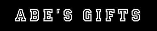Text 'ABE'S GIFTS' in white on a black background