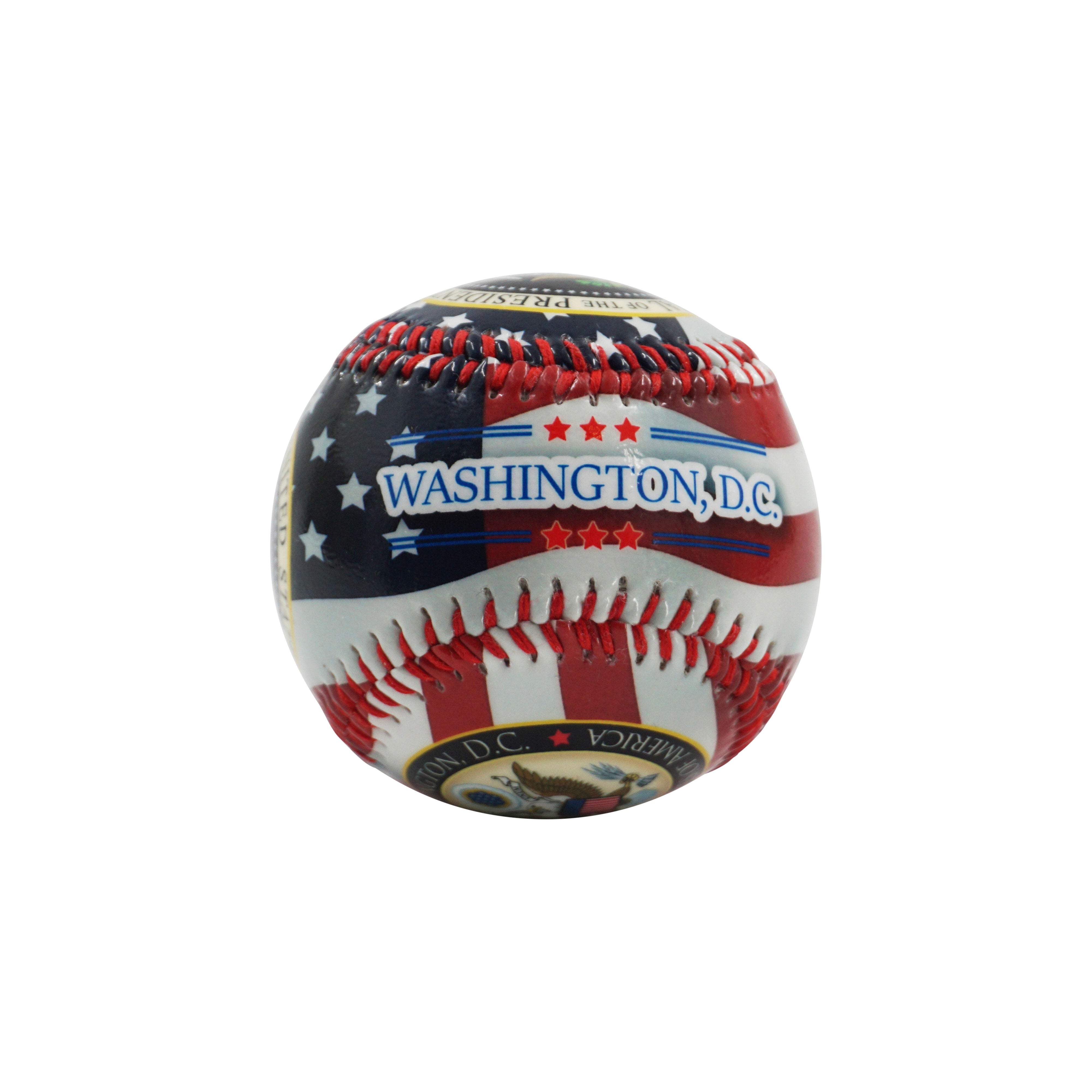 Baseball with Washington D.C. design on a white background