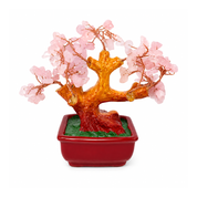 Pink Cherry Blossom Bonsai Tree Décor with Square Red Base