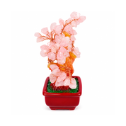Pink Cherry Blossom Bonsai Tree Décor with Square Red Base