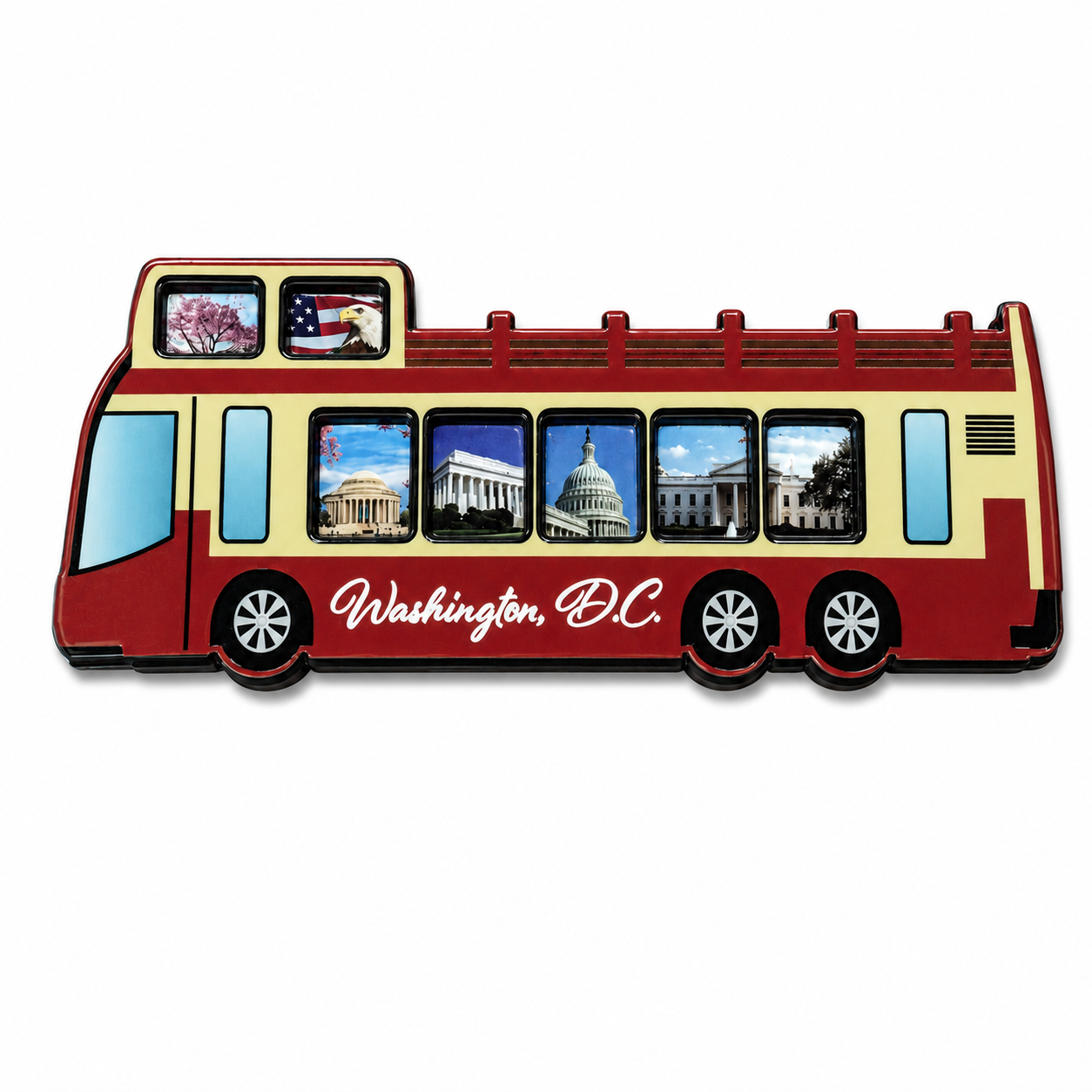DC Tourist Bus Wooden Magnet