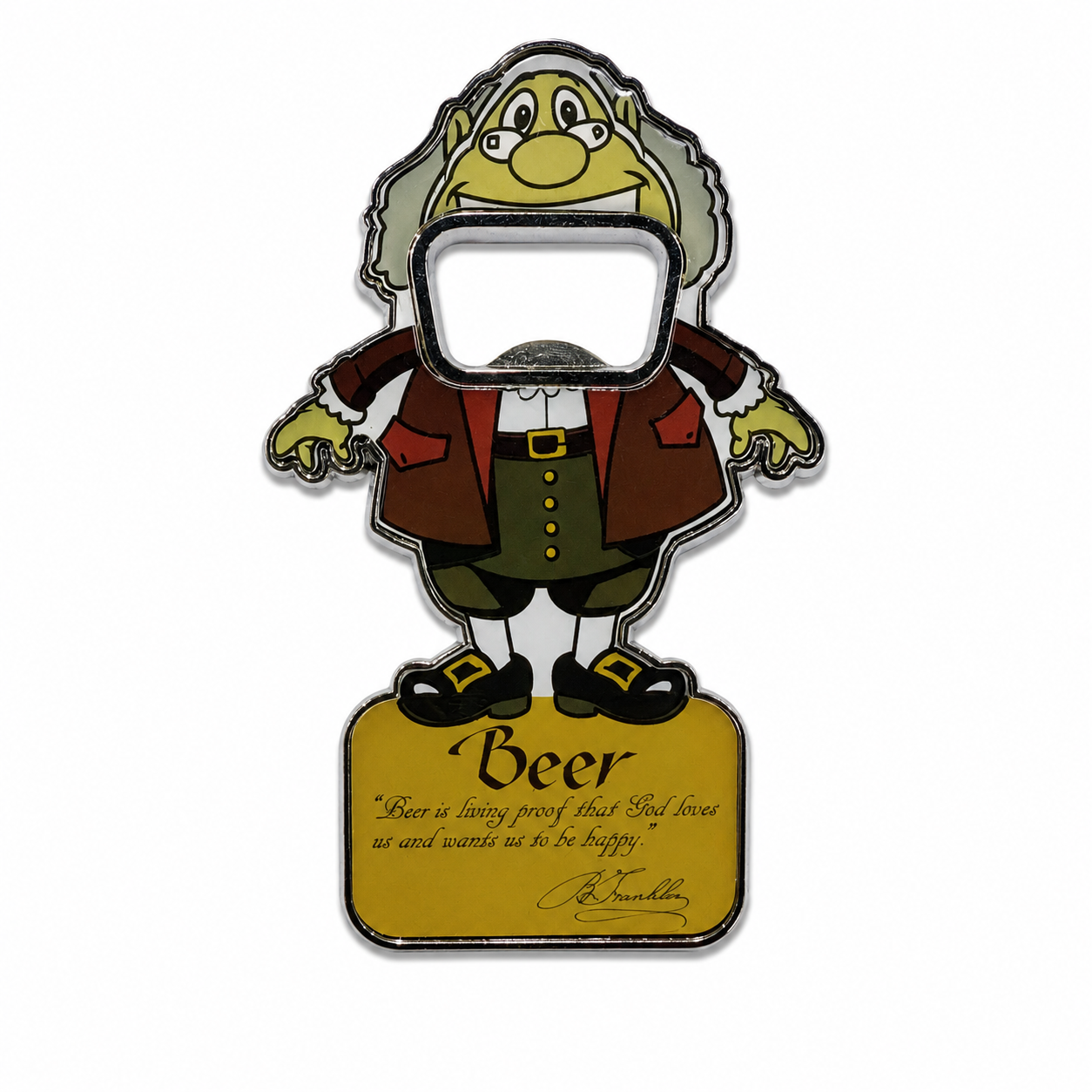 Benjamin Franklin Bottle Opener Metal Magnet