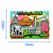 Washington DC Cartoon Panorama Wooden Magnet