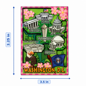 Washington DC Cartoon Map Wooden Magnet