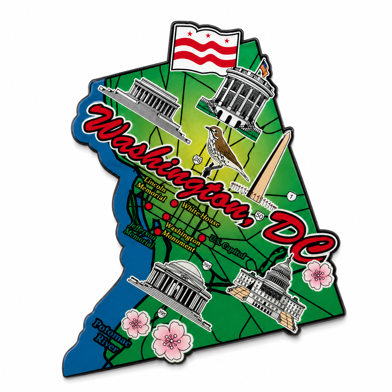 Washington, DC Map Wooden Magnet
