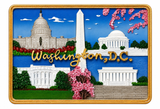 D.C. Monuments Panorama with Cherry Blossoms Ceramic Magnet