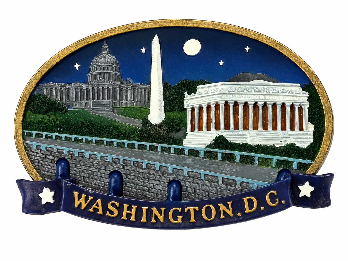 DC Night Sky & Key Bridge Ceramic Magnet