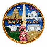 Panorama 5 DC Monuments with Cherry Blossom Ceramic Magnet