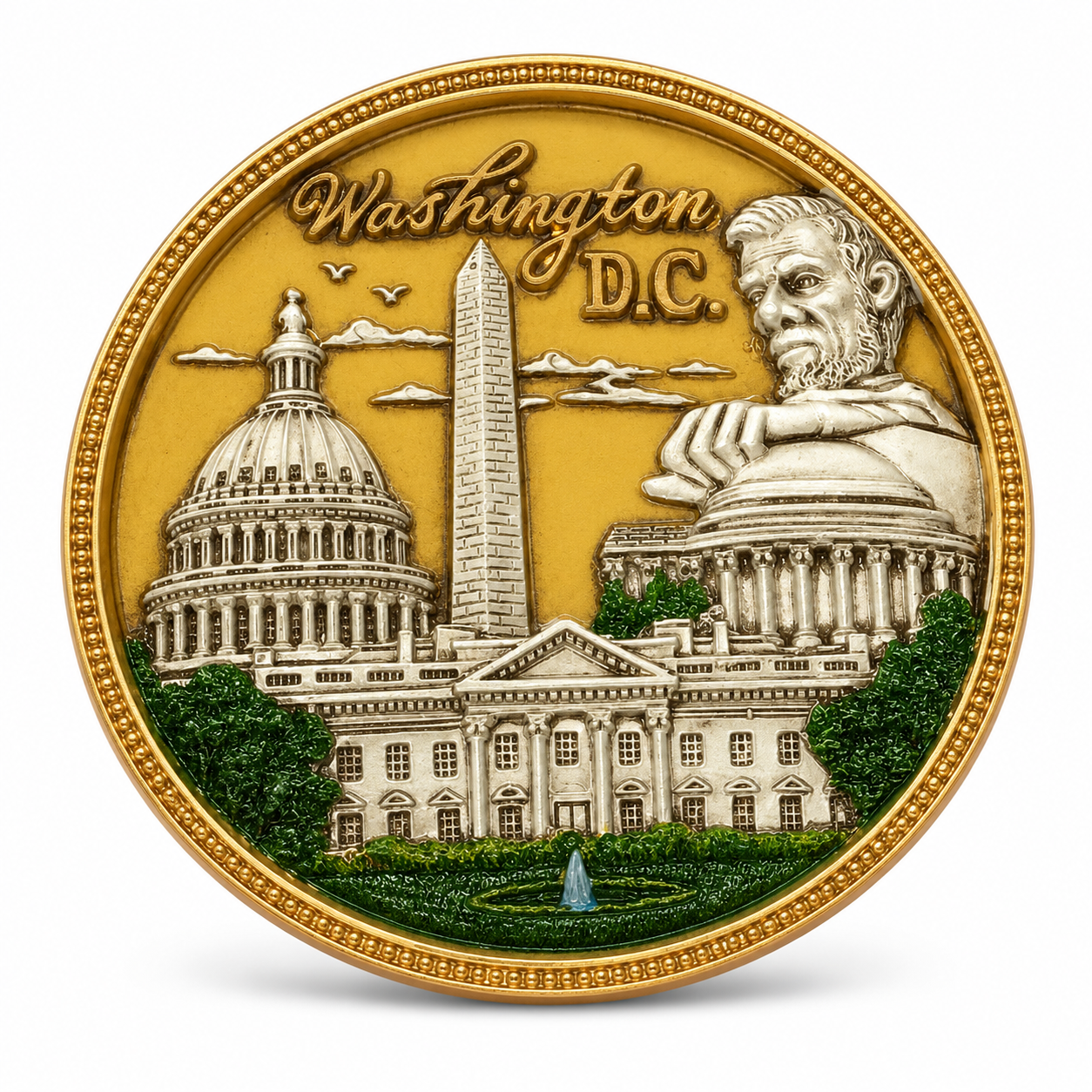 Washington DC Antique Round Ceramic Magnet