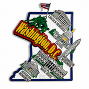 Map-Shaped Washington DC Landmarks Rubber Magnet