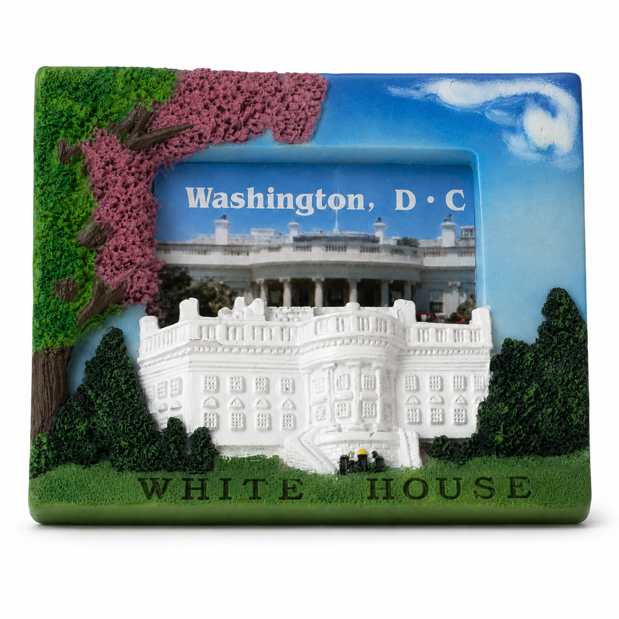 White House Mini Picture Frame Ceramic Magnet