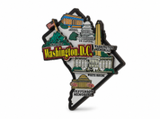 Map-Shaped Washington DC Wooden Landmarks Magnet