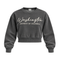 A dark gray washed crewneck sweatshirt with 'Washington District of Columbia' printed in white across the chest, displayed on a clean white background.