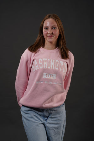 ADULT CREWNECK EMBROIDERY WASHINGTON DC PINK