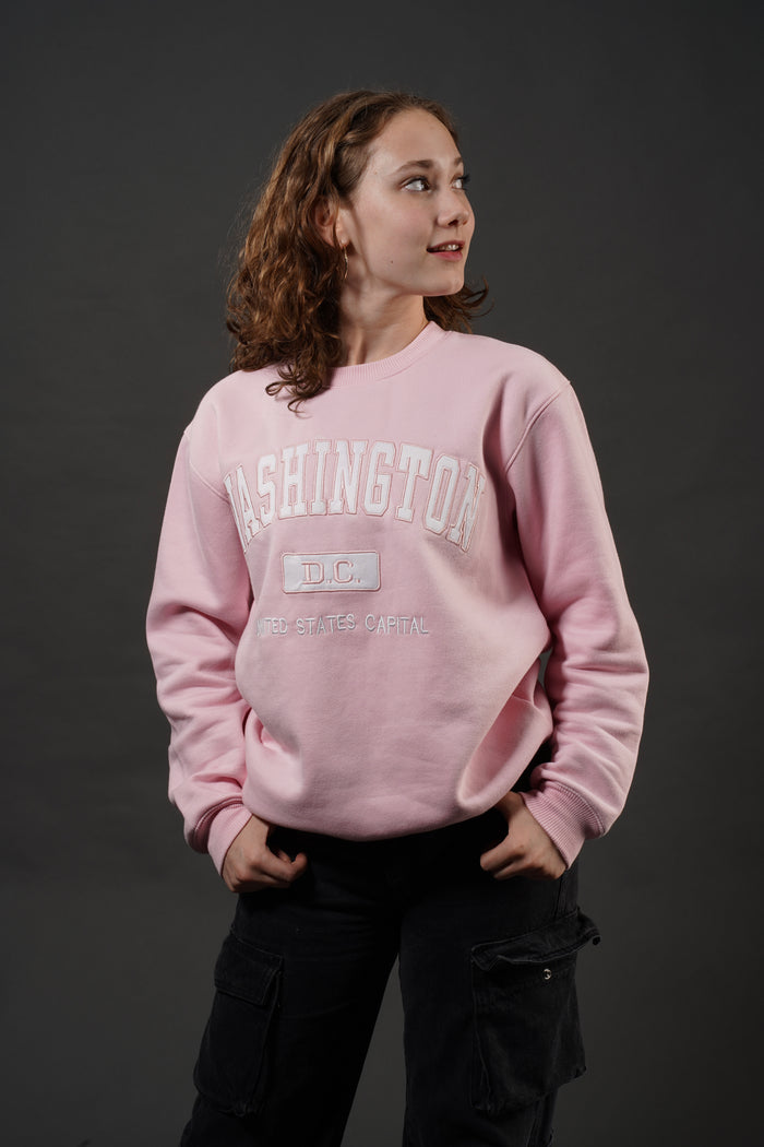 ADULT CREWNECK EMBROIDERY WASHINGTON DC PINK