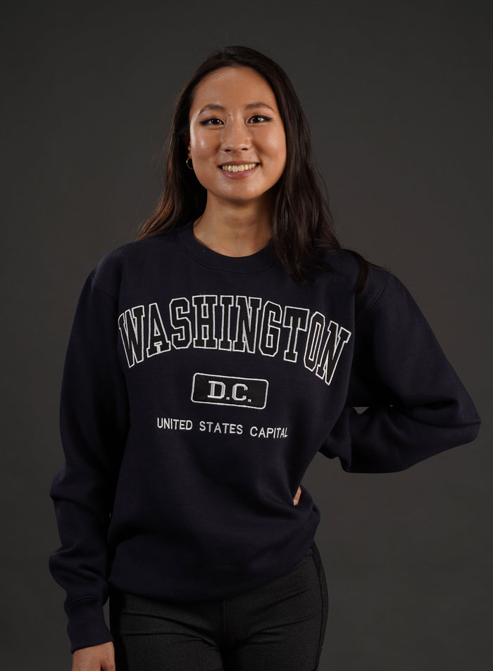 ADULT CREWNECK EMBROIDERY WASHINGTON DC NAVY