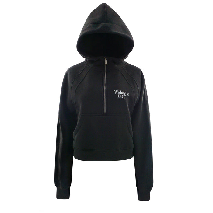 Washington DC Cropped Hoodie – Black