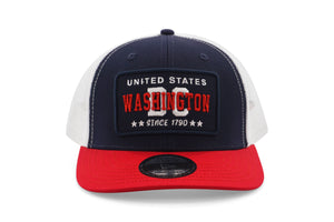 Washington DC Mesh Snapback Hat - Red/Blue with white mesh