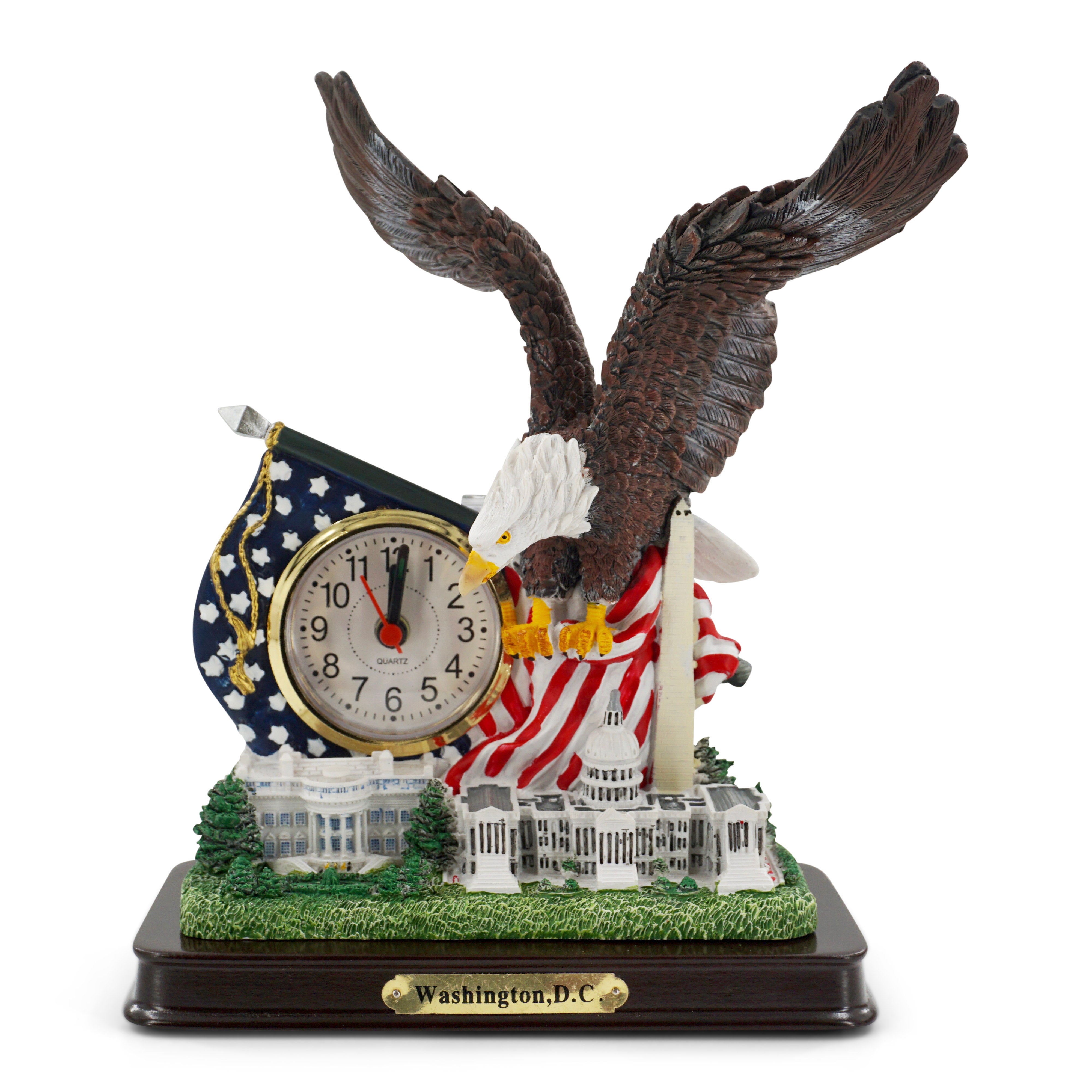 Washington DC Eagle With USA Flag Clock Large