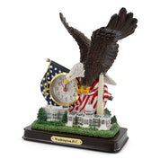 Washington DC Eagle With USA Flag Clock Large