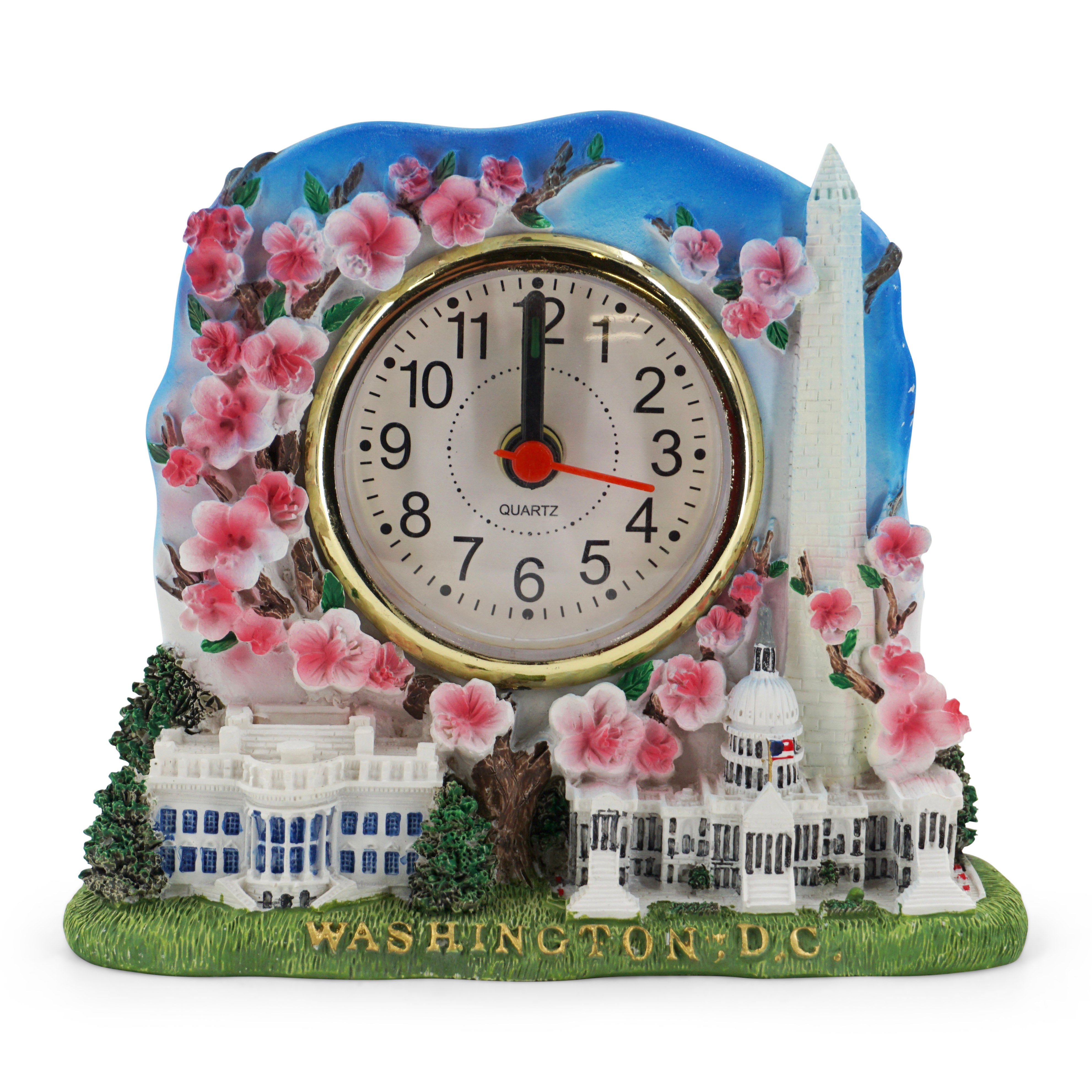 Washington DC Cherry Blossom Clock White