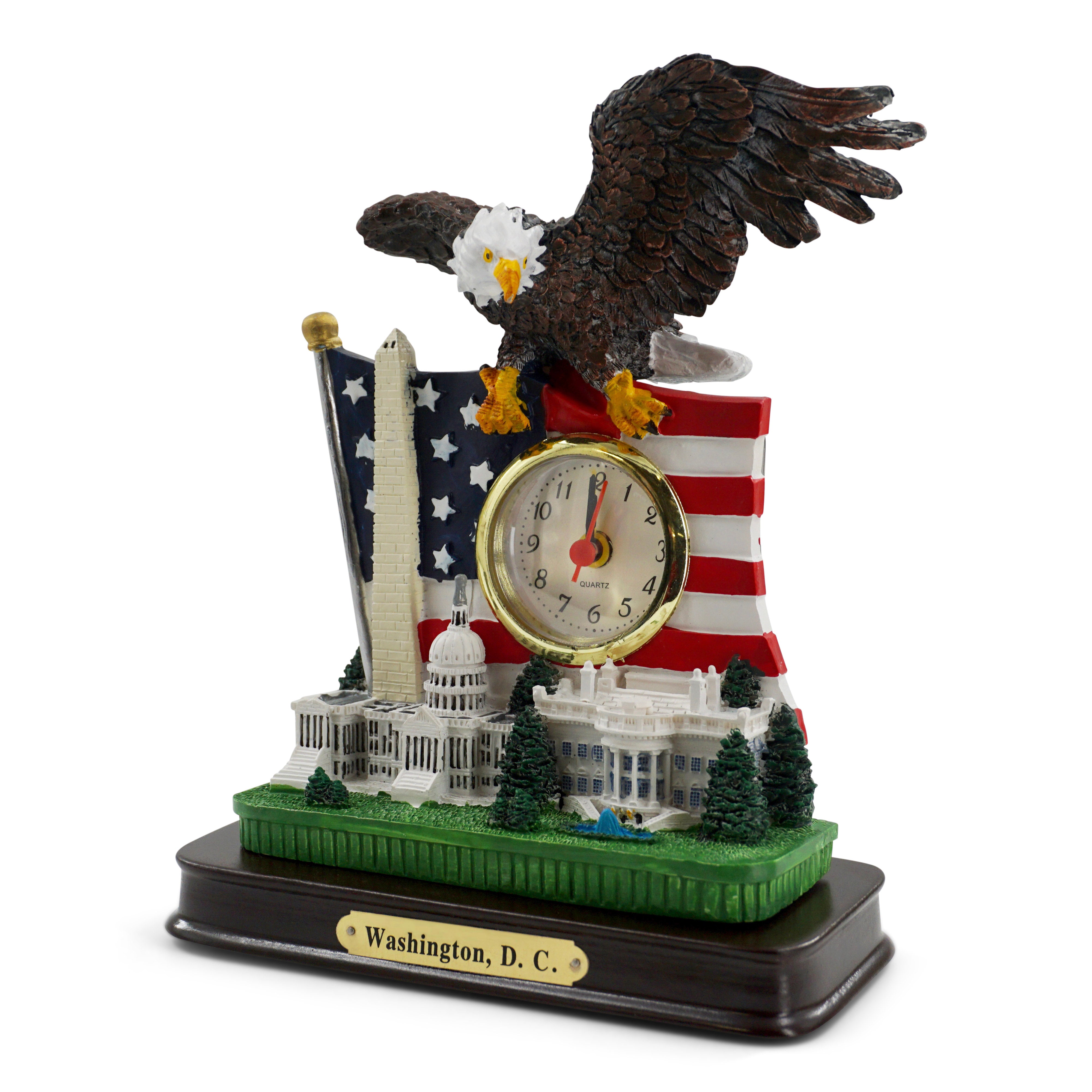 Washington DC Eagle With USA Flag Clock Medium