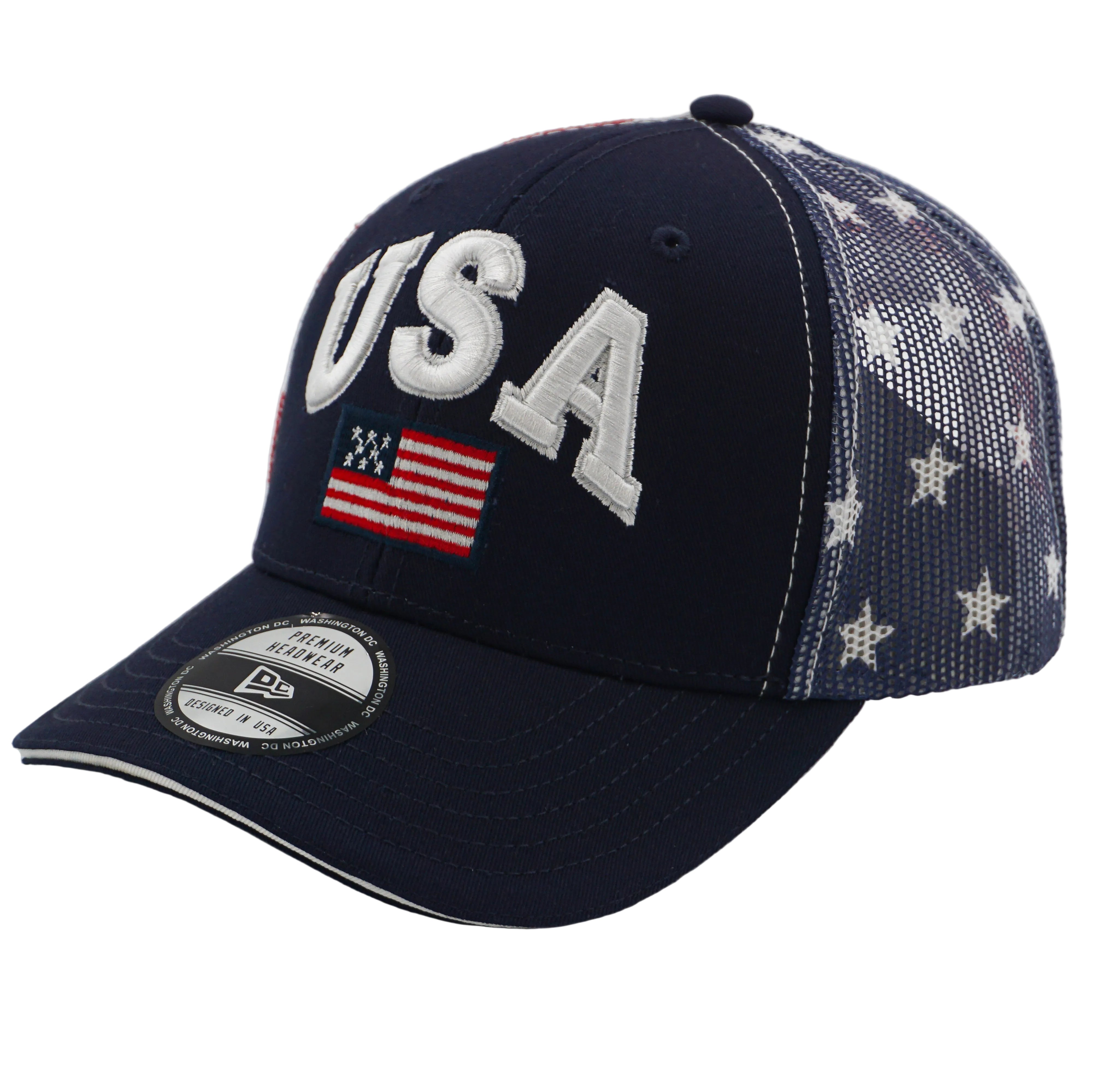USA Trucker Cap – Blue with Star Mesh Back