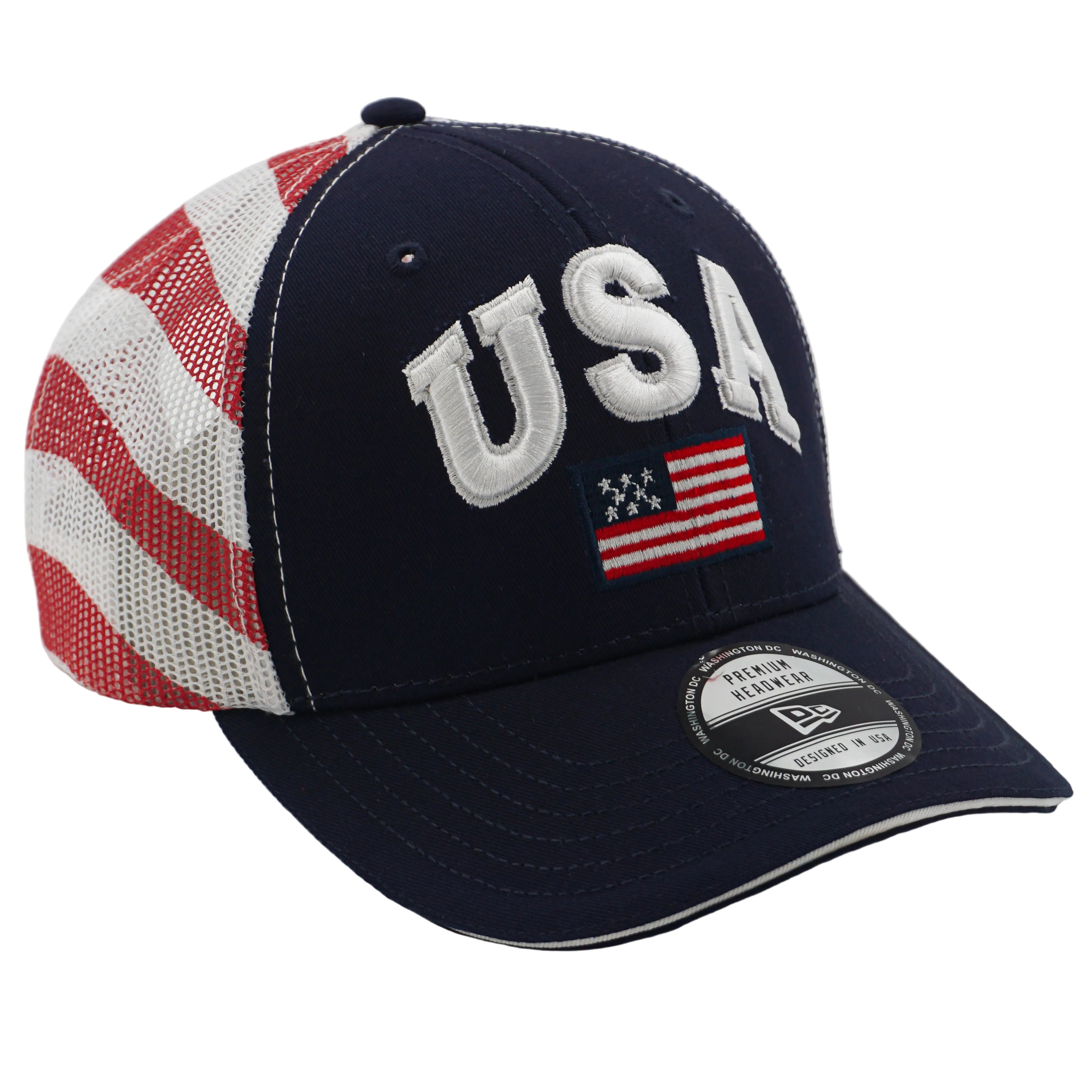 USA Trucker Cap – Blue with Star Mesh Back