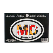 Sticker with 'MD' and 'Maryland' text on a black background