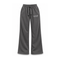 Dark gray wide-leg sweatpants with an elastic drawstring waist and a small white script logo on the left hip, shown against a plain white background.