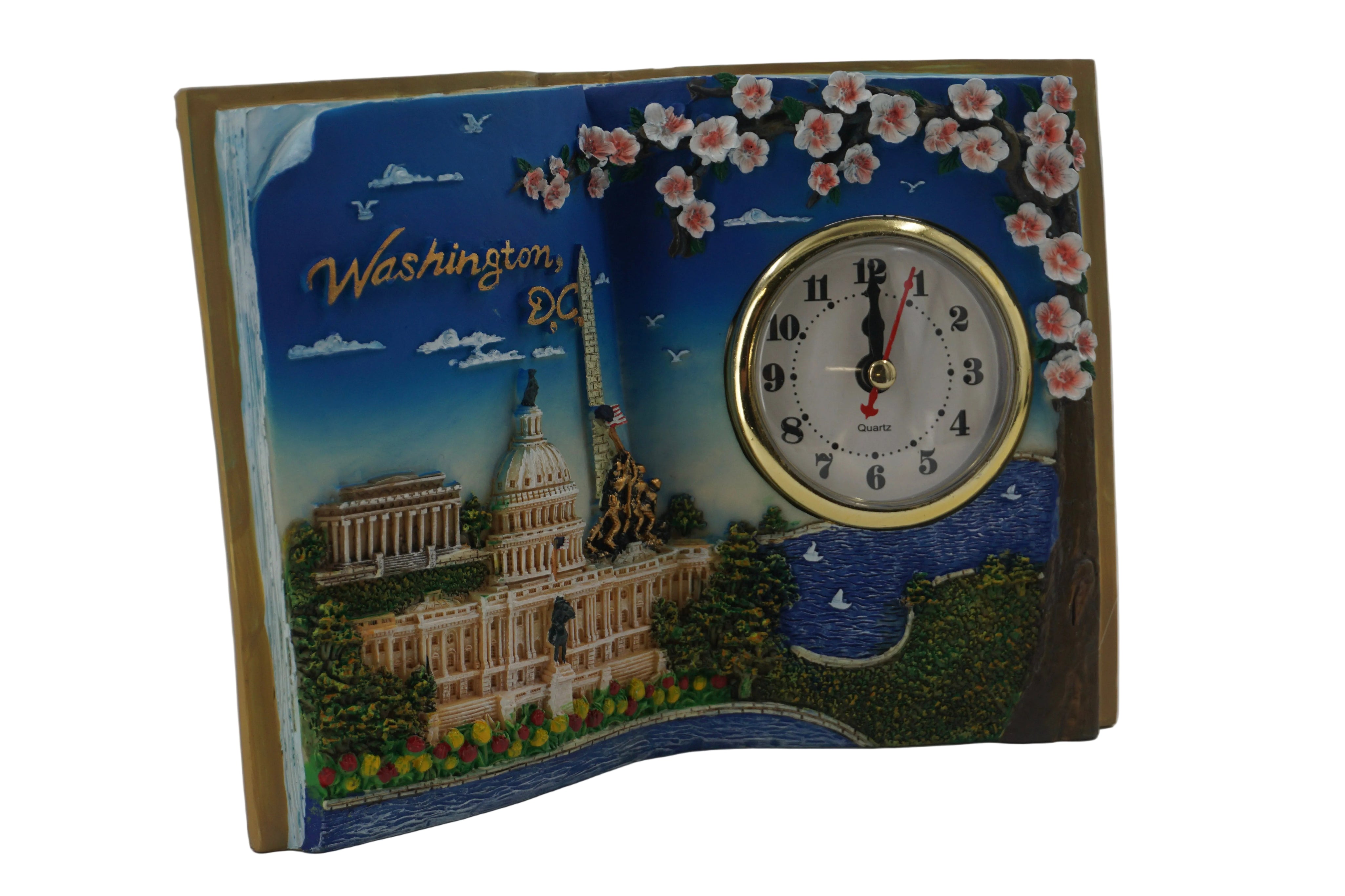 Decorative clock with Washington DC design on a white background