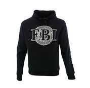 Black hoodie with white embroidered FBI logo on the front.