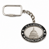 US Capitol Silver Black Oval Spinner Key Chain Washington DC Souvenirs