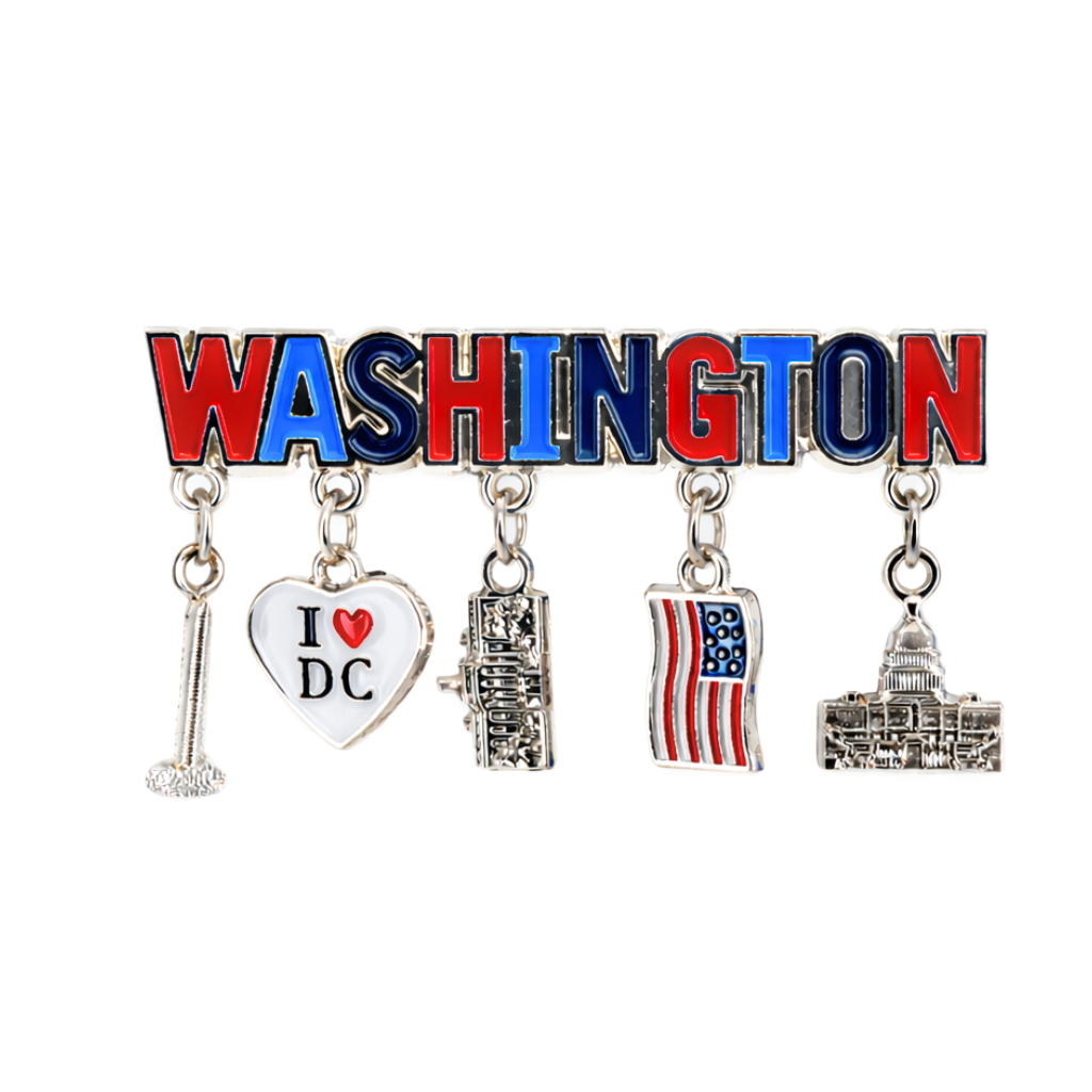 White House, Monument, U.S. Flag & US Capitol Charms Magnet
