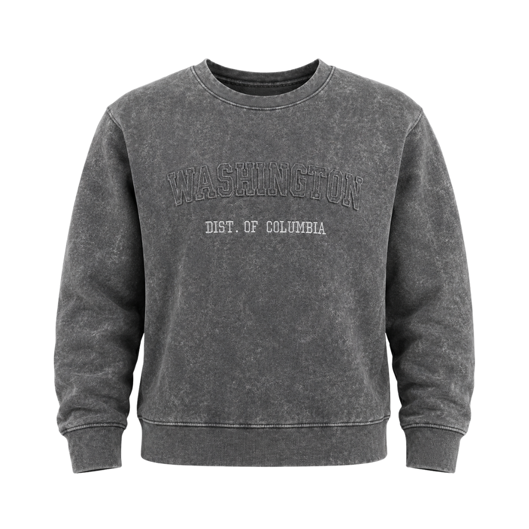 Washington DC Crewneck Acid Wash
