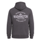 A dark gray hooded sweatshirt shown from the back, featuring a white graphic print that reads 'Nation's Capitol WASHINGTON District of Columbia Established 1790' with a small Capitol dome illustration.