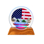 Washington DC Crystal Light Reflector with Wooden Base