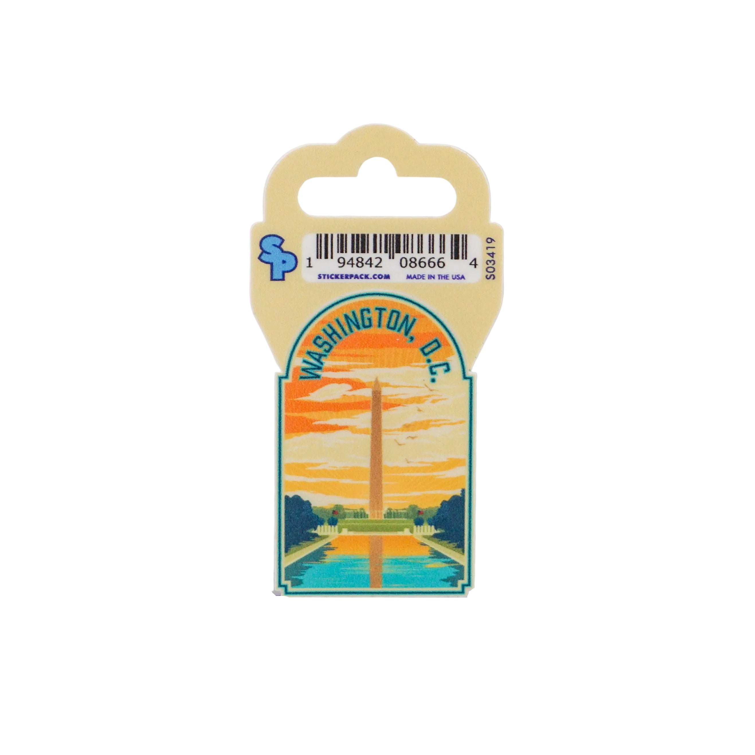 Sticker of Washington D.C. with a scenic design on a white background