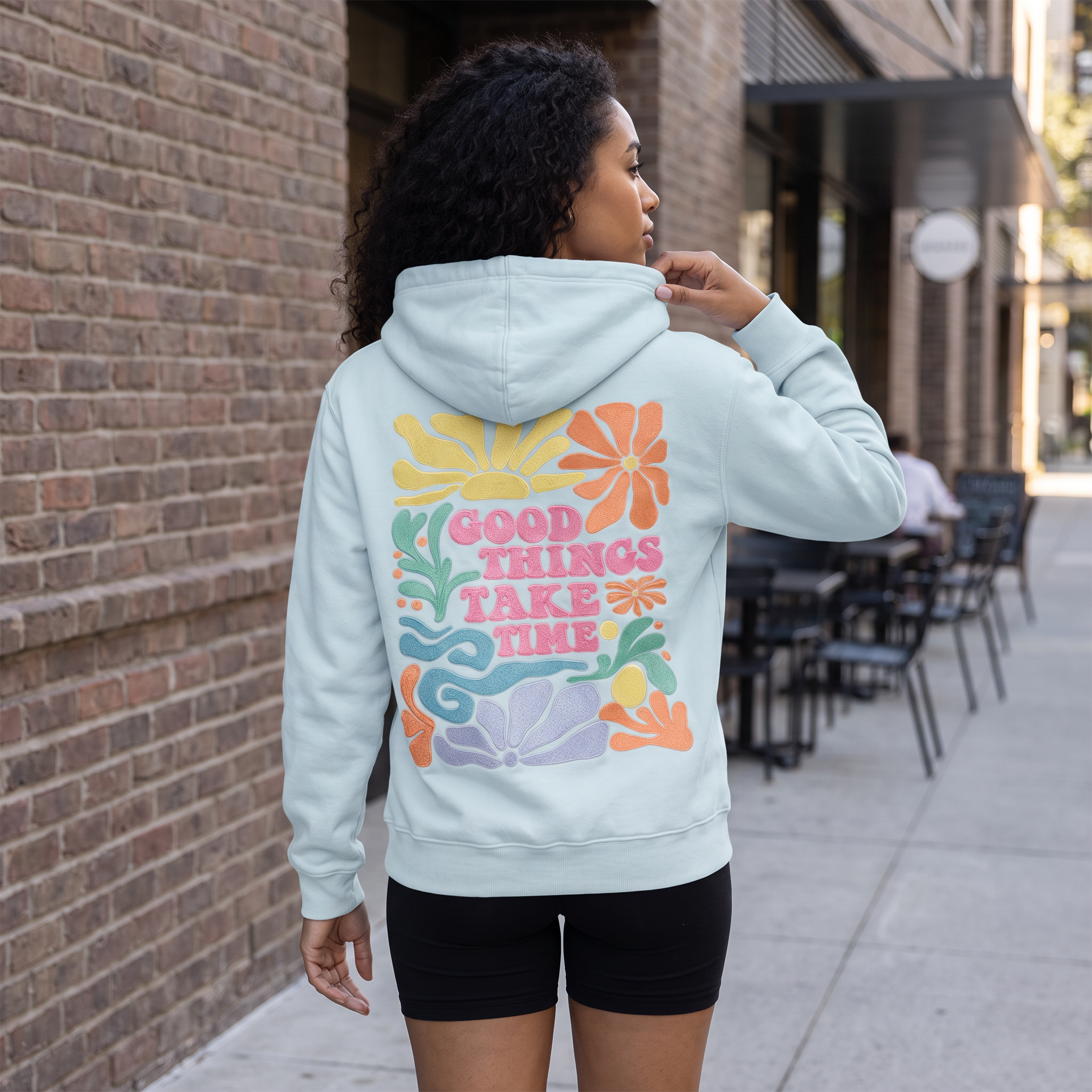 Washington DC Good Things Take Time Embroidered Floral Hoodie
