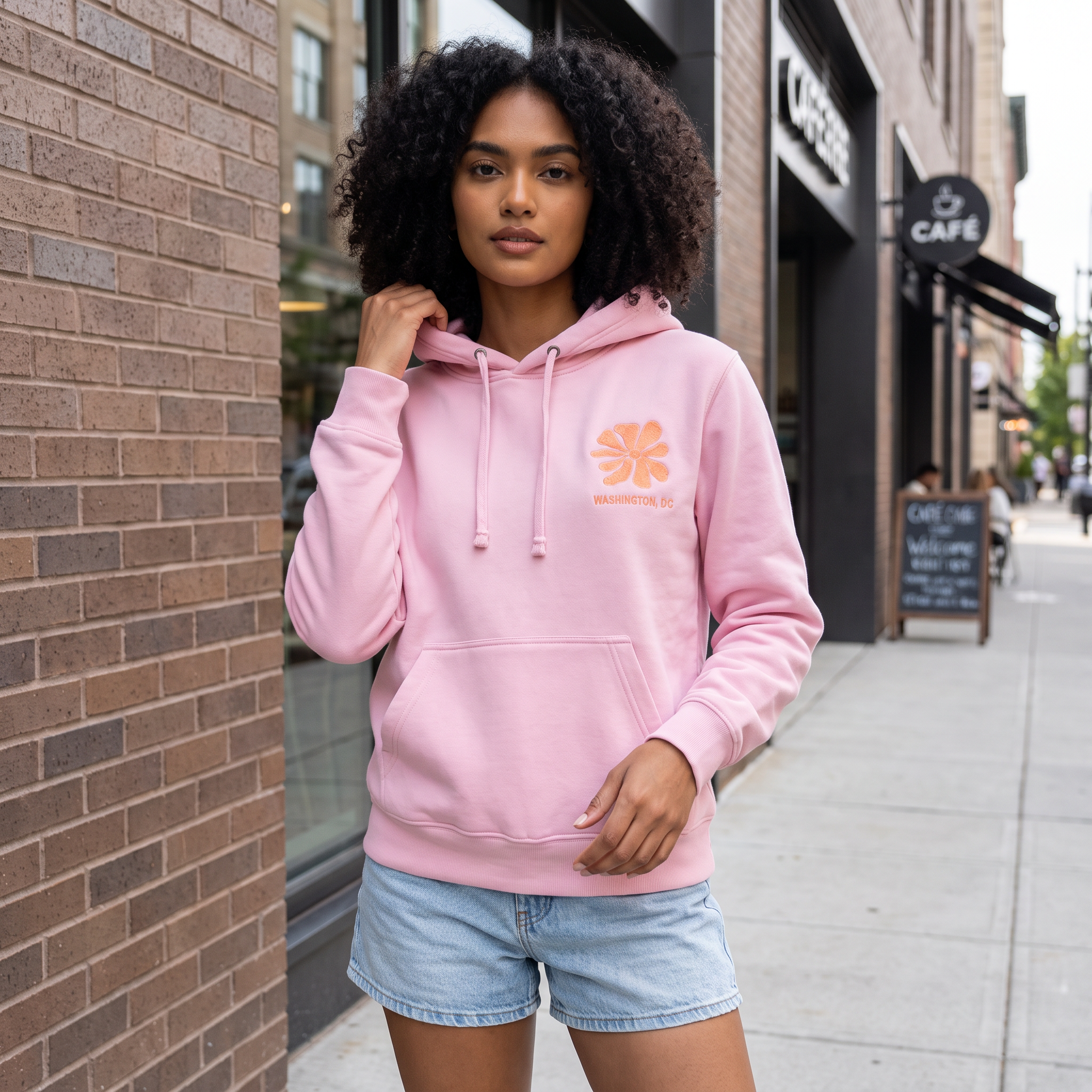 Washington DC Good Things Take Time Embroidered Floral Hoodie