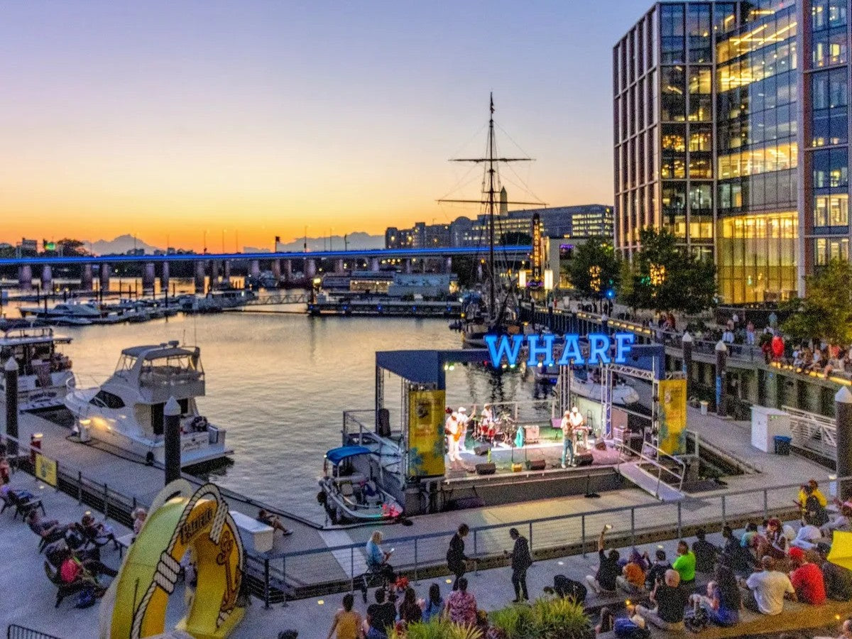 The Wharf waterfront near Abe’s Gifts DC L’Enfant Plaza store in Washington, DC, known for dining, shopping, entertainment, and scenic Potomac River views.