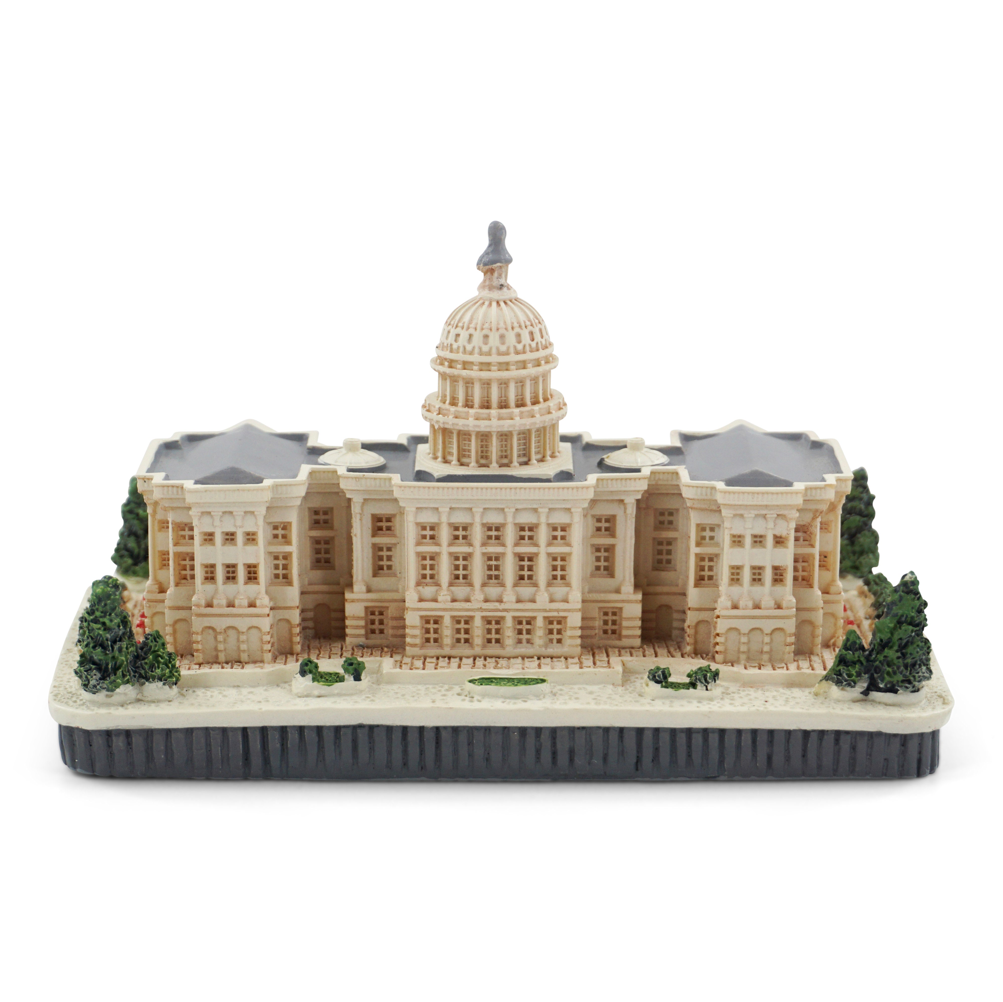 Model of a U.S. Capitol building with a dome on a white background