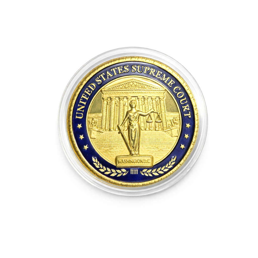 Gold coin with 'United States Supreme Court' text on a white background