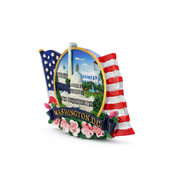 Washington D.C Landmarks & USA Flag Ceramic Magnet