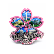 Wood Washington DC Cherry Blossom Flower Magnet